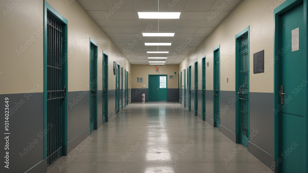Along the prison corridors, guards maintain order and discipline, their presence a constant reminder of the consequences of disobedience patrol the halls with watchful eyes, Generative AI Along the prison corridors, guards maintain order and discipline, their presence a constant reminder of the consequences of disobedience patrol the halls with watchful eyes, Generative AI