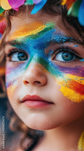 Portrait of a cute girl with a painted face