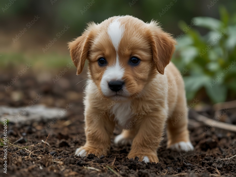 Adorable puppy exploring a new environment. Adorable puppy exploring a new environment.