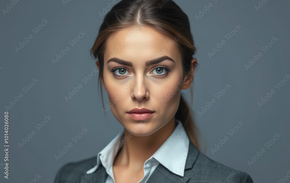 Young woman in business attire looking serious Young woman in business attire looking serious