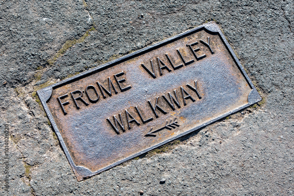 frome valley walkway metal sign on the road frome valley walkway metal sign on the road