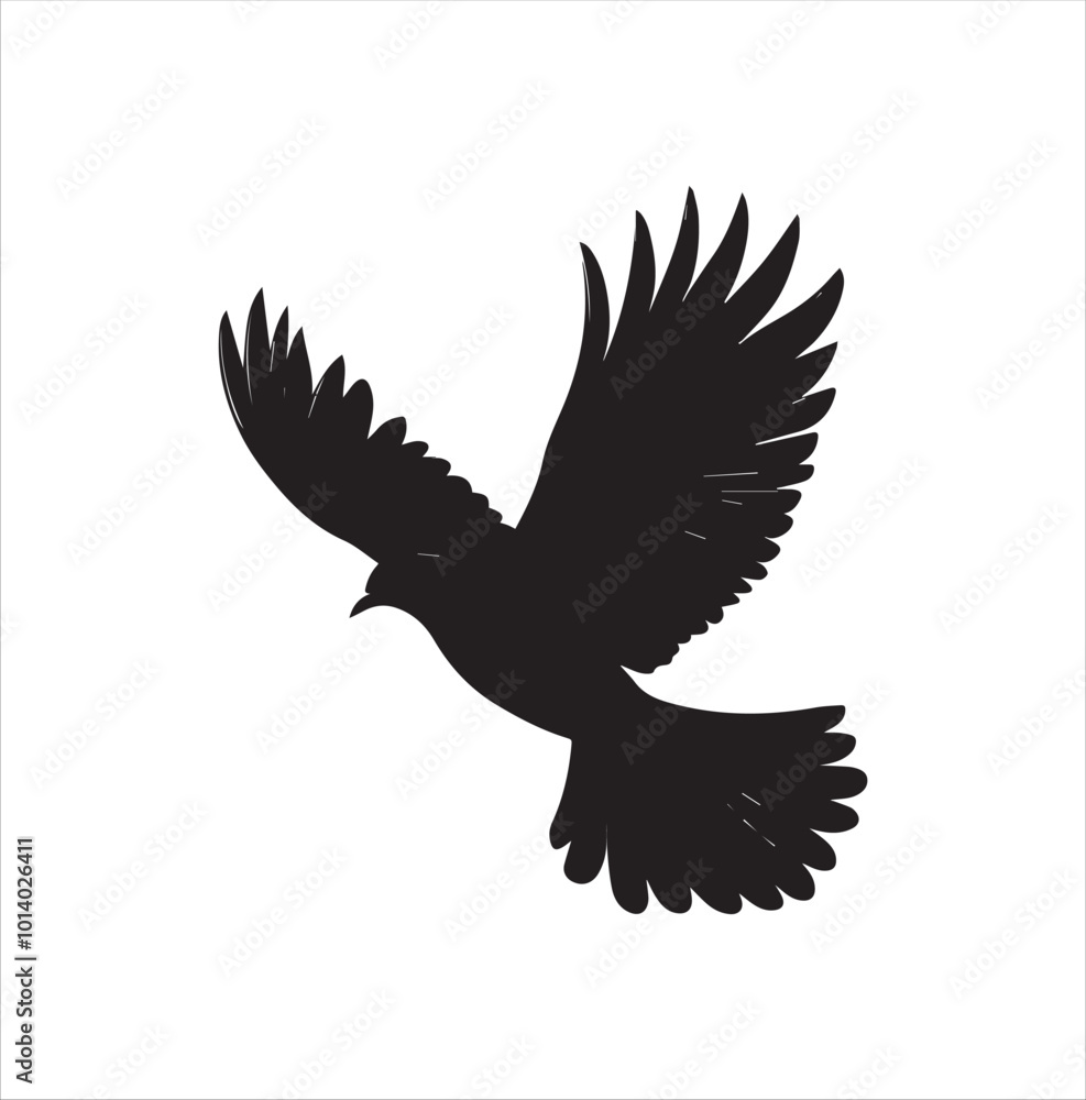 Obraz premium pigeon isolated on white background, bird, silhouette, eagle, vector, flying, animal, illustration, wing, nature, black, birds, dove, feather, wings, tattoo, fly, hawk, design, wildlife, flight, freed