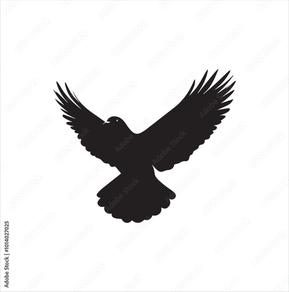 Obraz premium pigeon isolated on white background, bird, silhouette, eagle, vector, flying, animal, illustration, wing, nature, black, birds, dove, feather, wings, tattoo, fly, hawk, design, wildlife, flight, freed