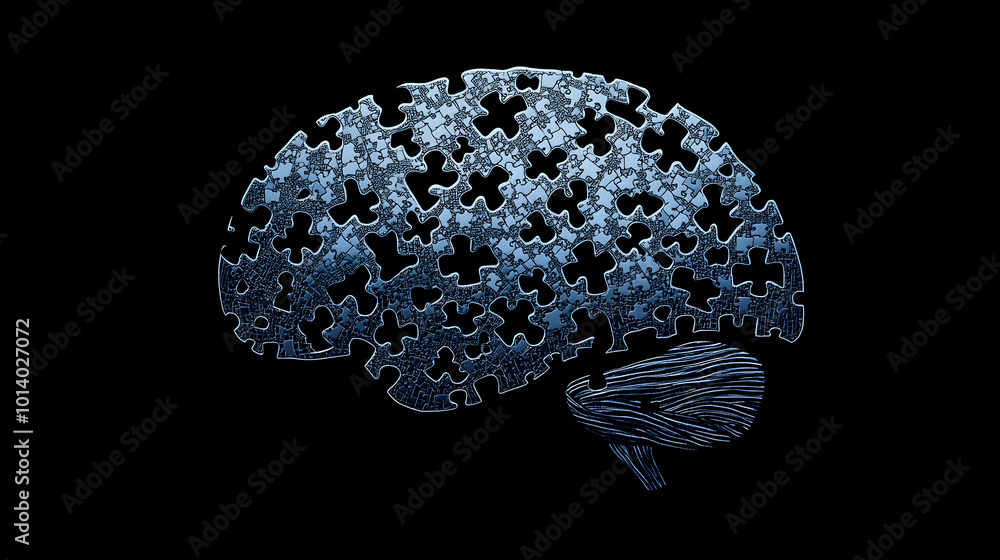 un fondo negro con piezas de un rompecabezas formando un cerebro humano representando la inteligencia y la mente humana conexiones y perfeccion del cerebro humano un fondo negro con piezas de un rompecabezas formando un cerebro humano representando la inteligencia y la mente humana conexiones y perfeccion del cerebro humano
