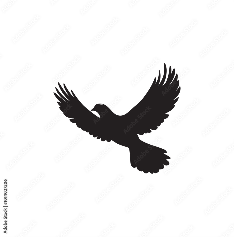 Obraz premium pigeon isolated on white background, bird, silhouette, eagle, vector, flying, animal, illustration, wing, nature, black, birds, dove, feather, wings, tattoo, fly, hawk, design, wildlife, flight, freed