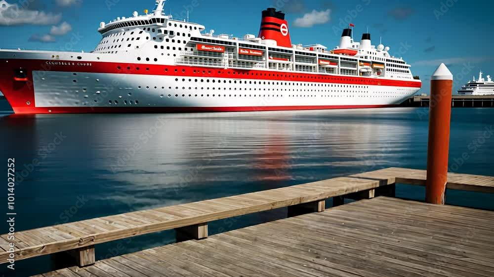 Large Cruise Ship Docked at a Harbor on a Sunny Day
Large Cruise Ship Docked at a Harbor on a Sunny Day