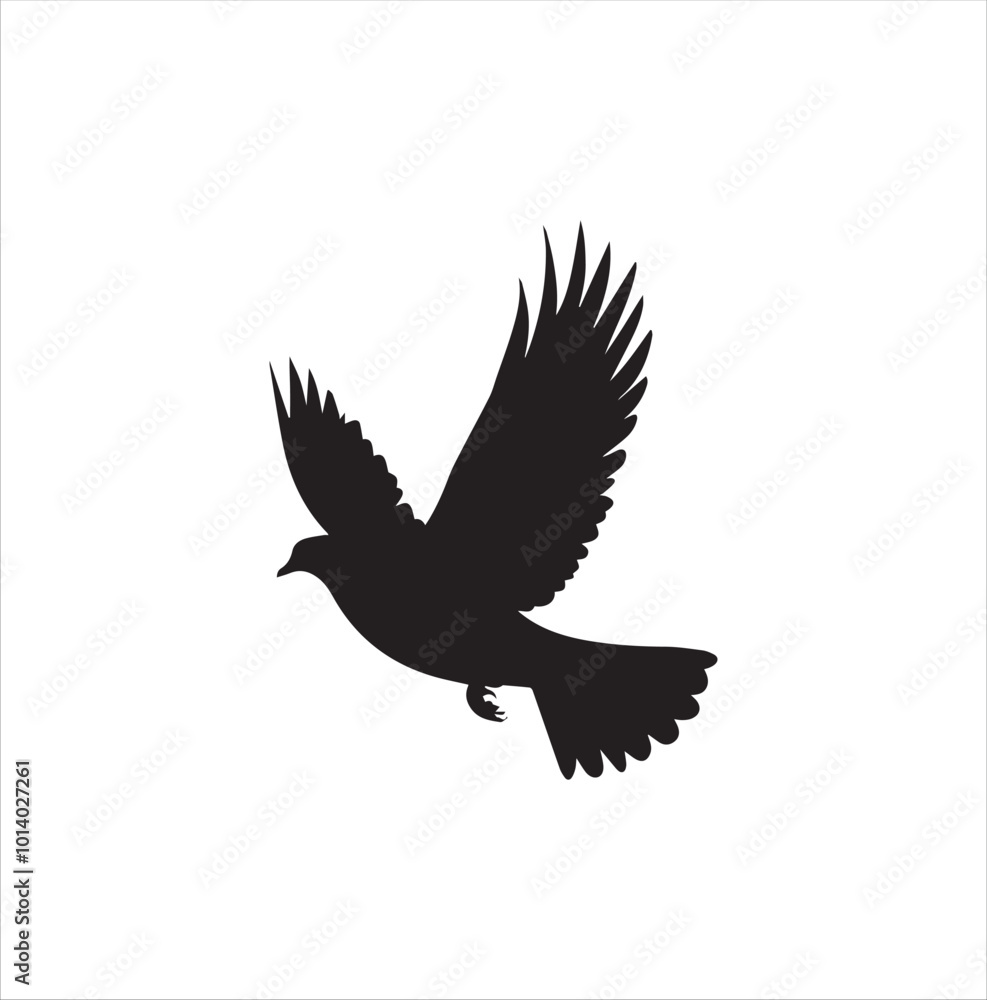 Obraz premium pigeon isolated on white background, bird, silhouette, eagle, vector, flying, animal, illustration, wing, nature, black, birds, dove, feather, wings, tattoo, fly, hawk, design, wildlife, flight, freed