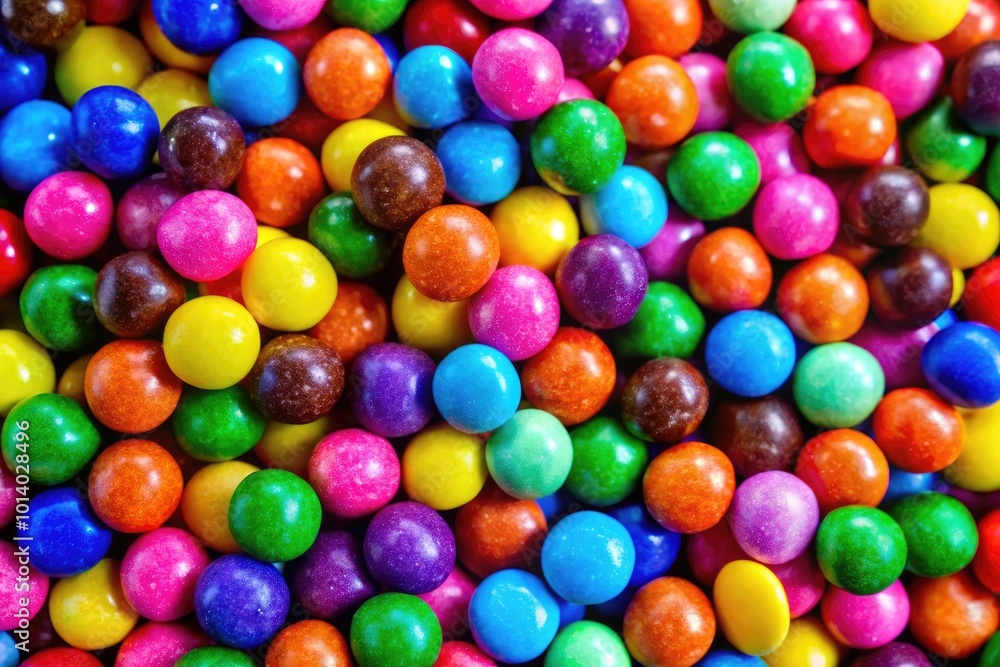 Colorful glossy round candies arranged in a vibrant display from a top view. Generative AI Colorful glossy round candies arranged in a vibrant display from a top view. Generative AI