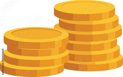 Stack of gold coins symbolizing wealth and prosperity, illustrated in a shiny cartoon style