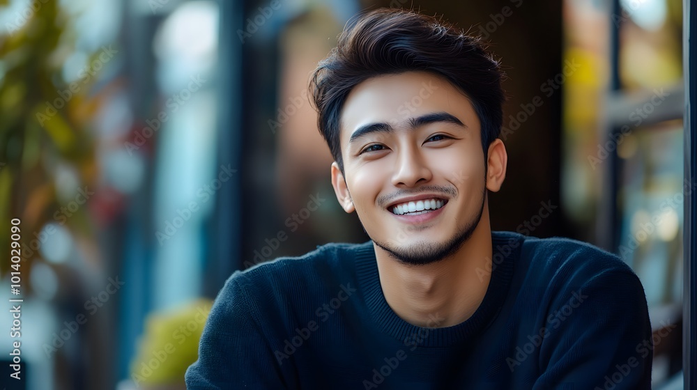 Portrait of a young handsome Asian man with a plain background, emphasizing his striking features and confident presence Portrait of a young handsome Asian man with a plain background, emphasizing his striking features and confident presence