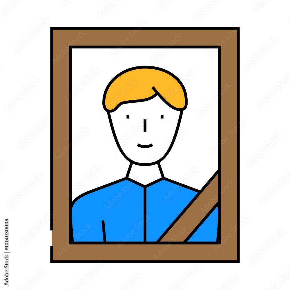 portrait with funeral ribbon line icon vector. portrait with funeral ribbon sign. isolated symbol illustration portrait with funeral ribbon line icon vector. portrait with funeral ribbon sign. isolated symbol illustration