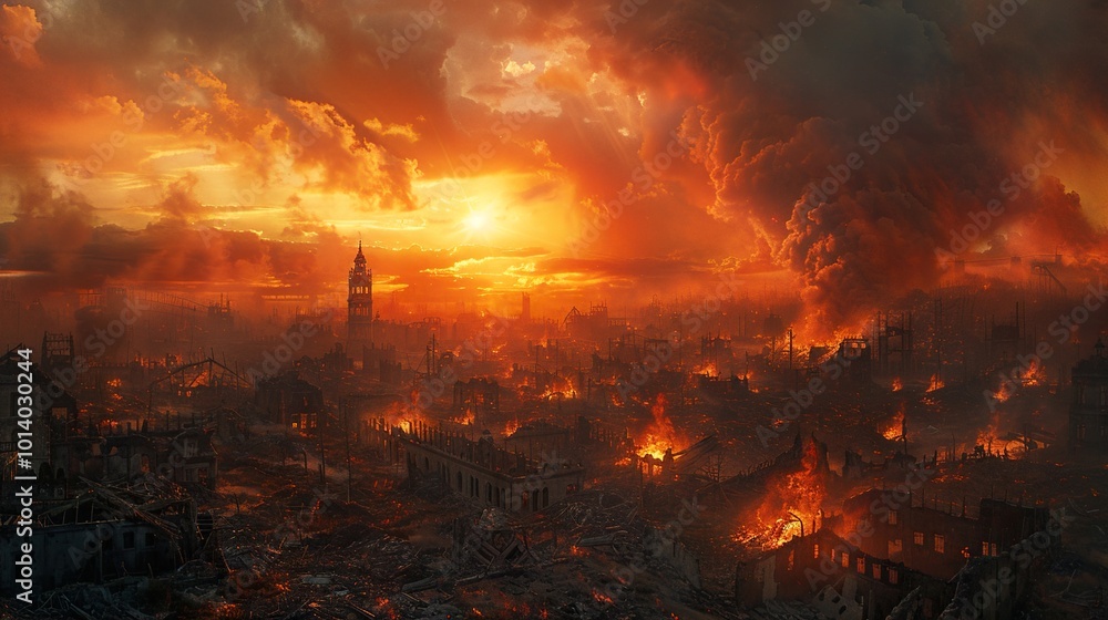 A City in Flames: A Post-Apocalyptic Landscape A City in Flames: A Post-Apocalyptic Landscape