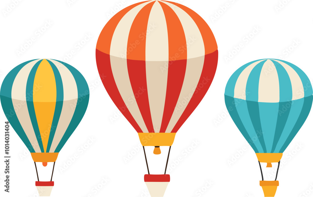 Obraz premium Group of colorful hot air balloons, illustrated in a playful and bright cartoon style