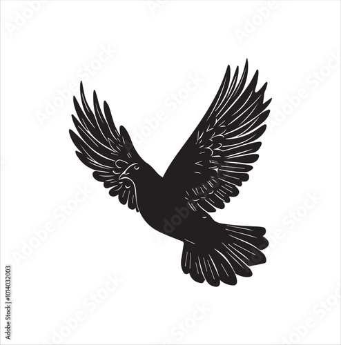 pigeon isolated on white background, bird, silhouette, eagle, vector, flying, animal, illustration, wing, nature, black, birds, dove, feather, wings, tattoo, fly, hawk, design,Art & Illustration