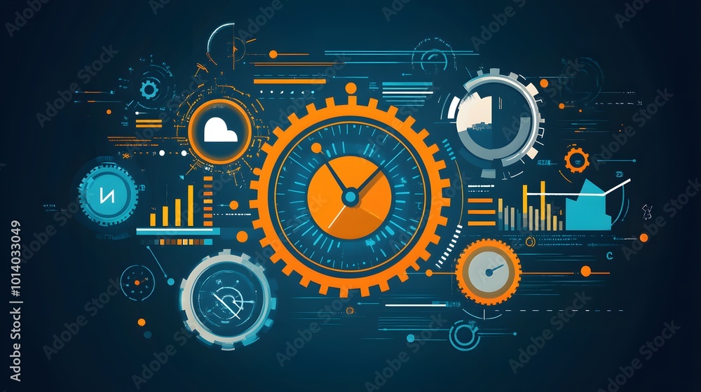 Quality improvement concept illustrated with symbols or graphics showcasing the benefits of software updates and system installations Quality improvement concept illustrated with symbols or graphics showcasing the benefits of software updates and system installations