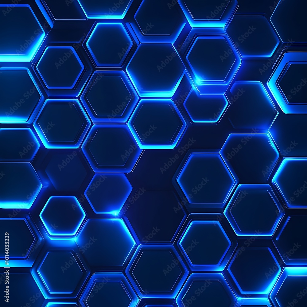 High-tech glowing blue hexagonal pattern creating a futuristic technology background image High-tech glowing blue hexagonal pattern creating a futuristic technology background image