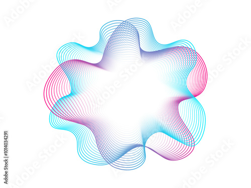 Set of multicolored neon sound waves. Sound curve , radial spectrum. Colorful template for music poster and banner. Vector radial spectrum.