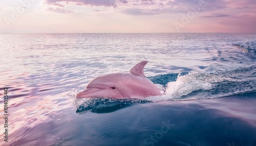 Ein Rosa Delfin posiert stolz vor der Kamera