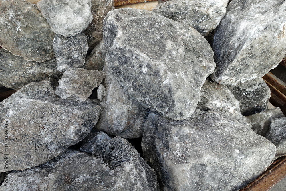 natural rock salt extracted from underground, close-up view of a large piece of rock salt,