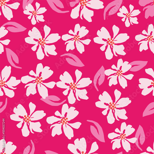 Wallpaper Mural Exotic hand drawn flowers, seamless patterns with floral for fabric, textiles, clothing, wrapping paper, cover, banner, home decor, abstract backgrounds. Vector illustration. Torontodigital.ca