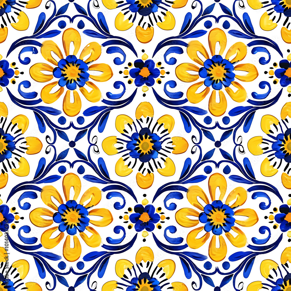 Mexican Traditional Folk Art Style Seamless Tile Mexican Traditional Folk Art Style Seamless Tile