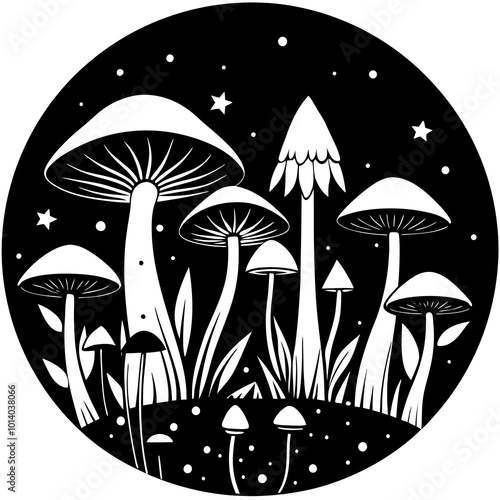 mushrooms on a black background