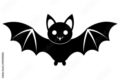 Halloween bat character. Illustration for Halloween decorations. Simple vector with cute animal from different side. Cartoon flat vector isolated on colorful background. 