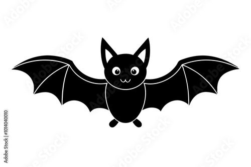 Halloween bat character. Illustration for Halloween decorations. Simple vector with cute animal from different side. Cartoon flat vector isolated on colorful background. 