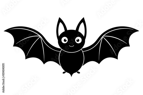 Halloween bat character. Illustration for Halloween decorations. Simple vector with cute animal from different side. Cartoon flat vector isolated on colorful background. 