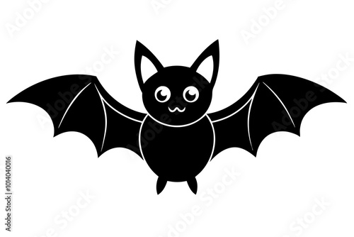Halloween bat character. Illustration for Halloween decorations. Simple vector with cute animal from different side. Cartoon flat vector isolated on colorful background. 
