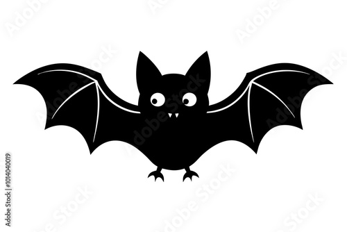 Halloween bat character. Illustration for Halloween decorations. Simple vector with cute animal from different side. Cartoon flat vector isolated on colorful background. 