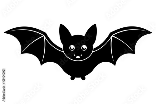 Halloween bat character. Illustration for Halloween decorations. Simple vector with cute animal from different side. Cartoon flat vector isolated on colorful background. 