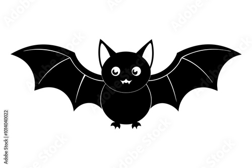 Halloween bat character. Illustration for Halloween decorations. Simple vector with cute animal from different side. Cartoon flat vector isolated on colorful background. 