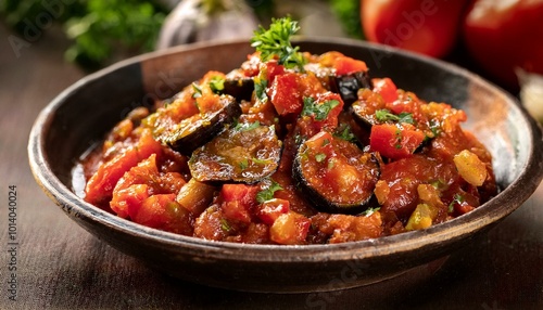 A bowl of eggplant stew