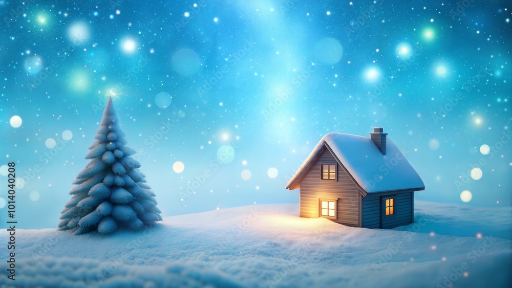 Winter landscape with a house and a tree Winter landscape with a house and a tree