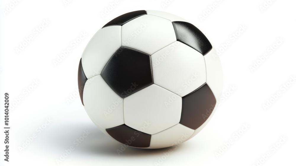 Classic black and white football on a white background sports equipment isolated realistic texture round shape Generative AI Classic black and white football on a white background sports equipment isolated realistic texture round shape Generative AI
