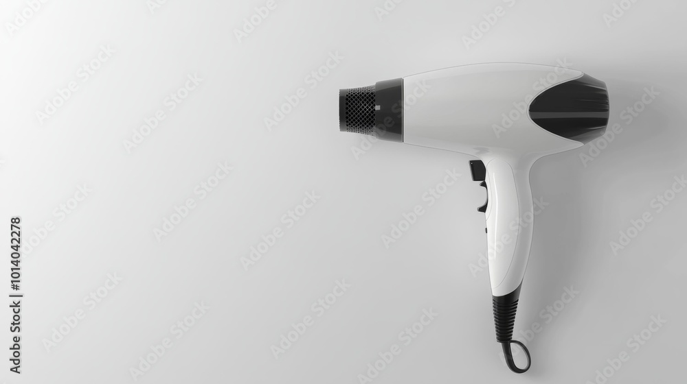 Modern White And Black Hair Dryer On A White Background Professional 