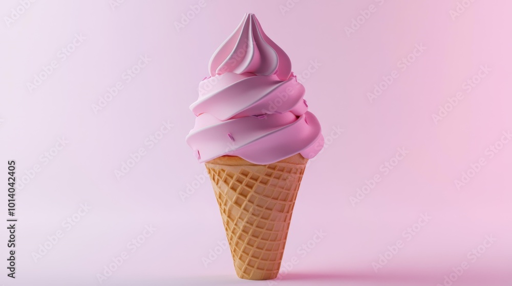 Delicious pink ice cream cone on a white background ideal for dessert and summer-themed stock images Generative AI Delicious pink ice cream cone on a white background ideal for dessert and summer-themed stock images Generative AI