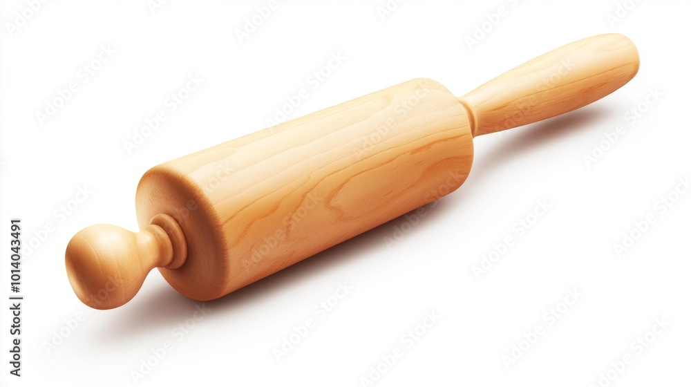 Realistic wooden rolling pin isolated on a white background perfect for culinary baking and kitchen tool visuals for recipes or cooking projects. Generative AI Realistic wooden rolling pin isolated on a white background perfect for culinary baking and kitchen tool visuals for recipes or cooking projects. Generative AI