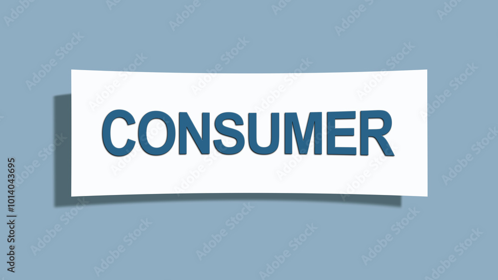 Consumer. A card isolated on blue background. Consumer. A card isolated on blue background.