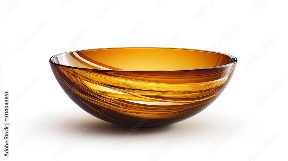 Amber Glass Bowl on a White Background Realistic Illustration Generative AI Amber Glass Bowl on a White Background Realistic Illustration Generative AI