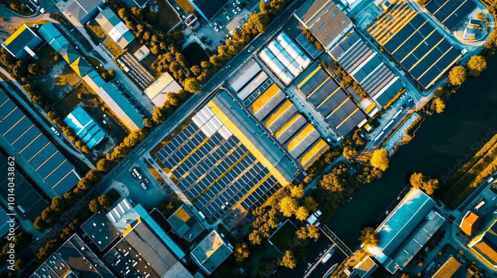 Aerial view of a city with lots of buildings and trees