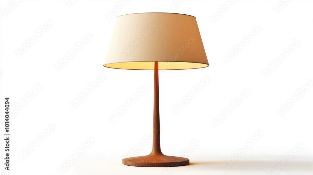 Realistic table lamp with a wooden base and beige lampshade on a white background perfect for interior design concepts or lighting decor presentations. 150-200 characters. Generative AI Realistic table lamp with a wooden base and beige lampshade on a white background perfect for interior design concepts or lighting decor presentations. 150-200 characters. Generative AI