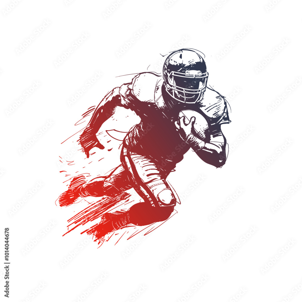 American football player. Vector illustration. In hand drawn style American football player. Vector illustration. In hand drawn style