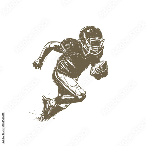 American football player. Vector illustration. In hand drawn style