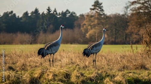 Cranes Germany field Mecklenburg