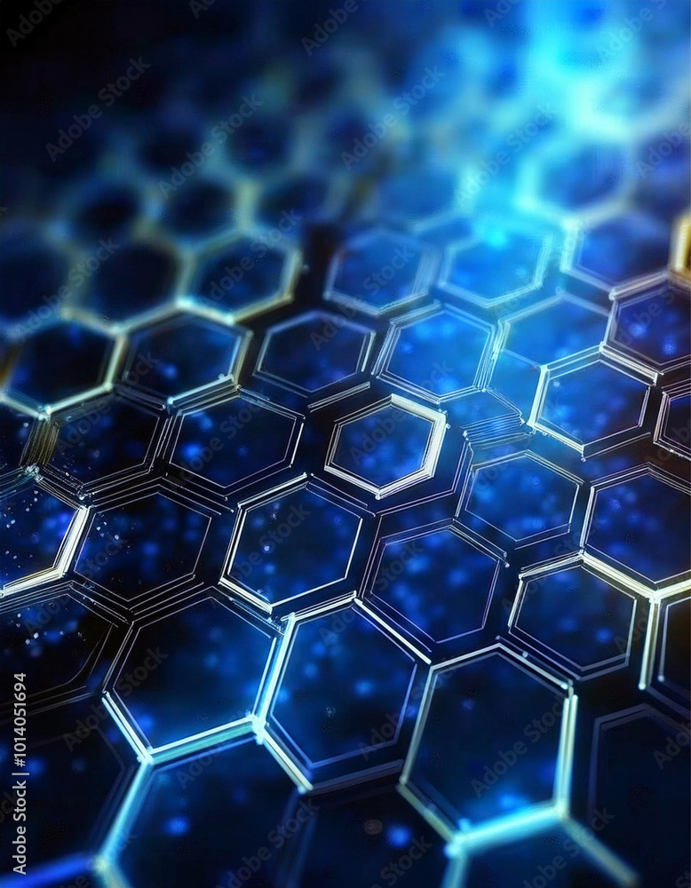 Abstract Hexagonal Pattern in Blue - Technology and Science Digital Art Background Abstract Hexagonal Pattern in Blue - Technology and Science Digital Art Background