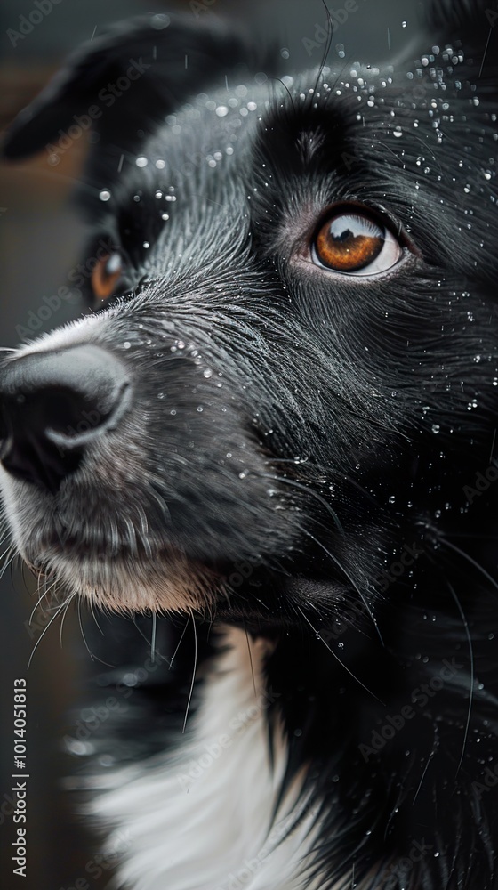 Close-up Portrait of a Wet Border Collie Dog Close-up Portrait of a Wet Border Collie Dog