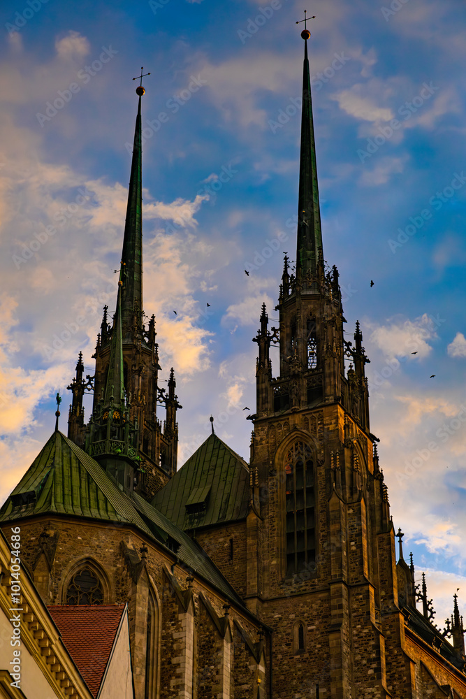 Obraz premium Photo Cathedral of Saints Peter and Paul with blue picturesque and beautiful sky