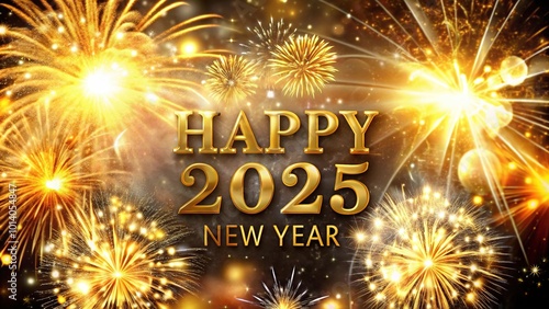 Wallpaper Mural Celebrate the arrival of 2025 with a vibrant new year card featuring golden text and dazzling fireworks in a festive atmosphere Torontodigital.ca